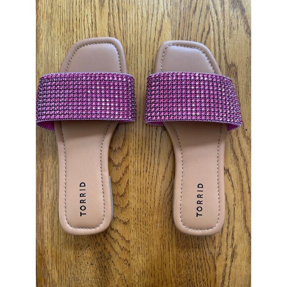 torrid Shoes - Torrid Womens Pink/puple Rhinestones Slip On sandals Comfy size 8